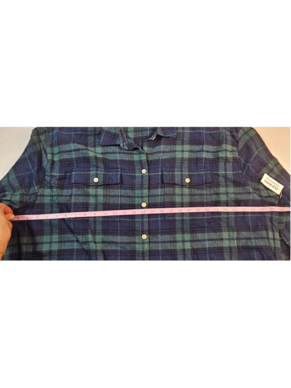 NWT Old navy The boyfriend XXL blue green plaid relaxed fit button up flannel - Picture 7 of 7